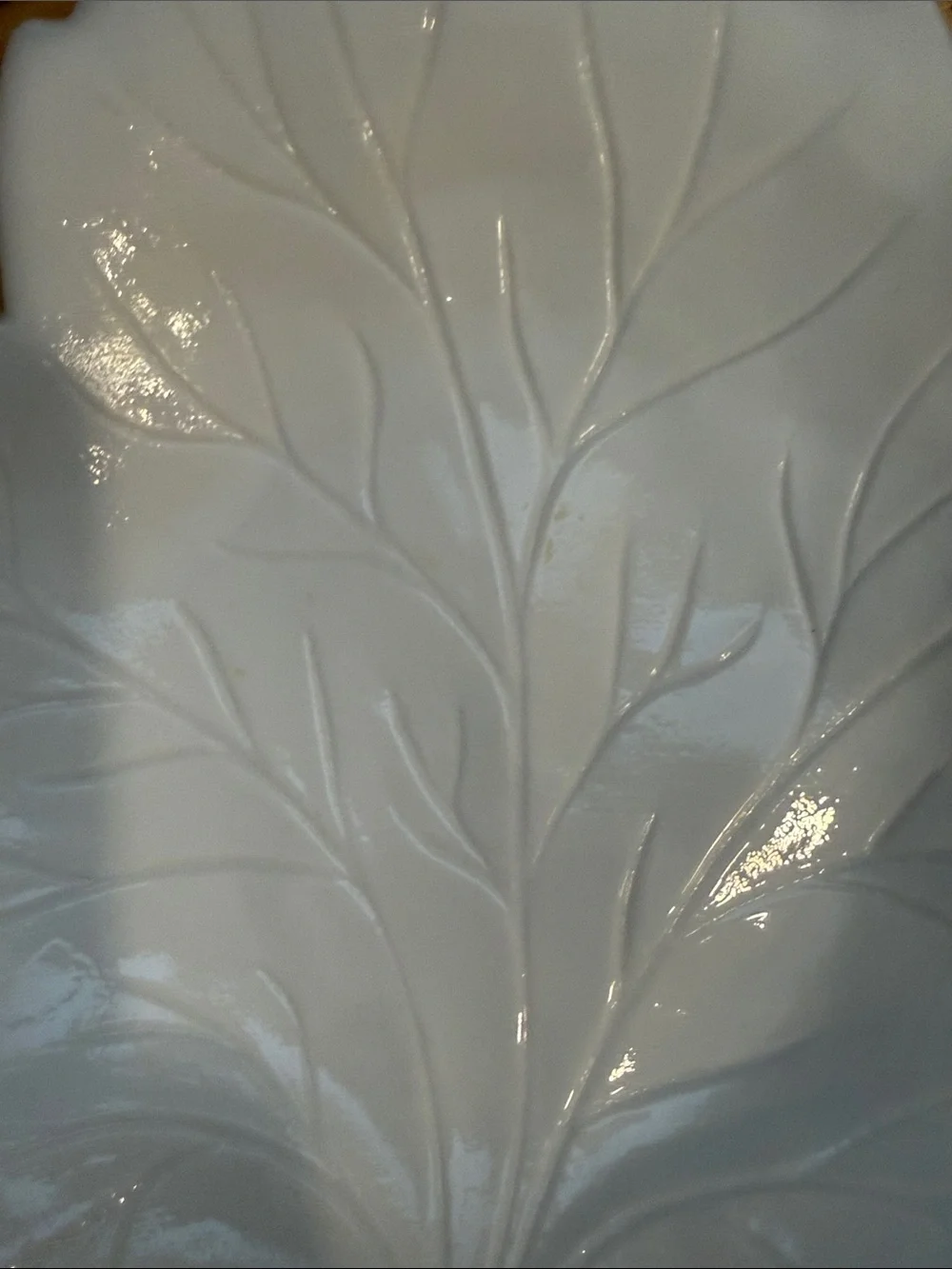 Vintage White Milk Glass Maple Leaf Serving Dish Candy Nut Trinket Bowl Fall